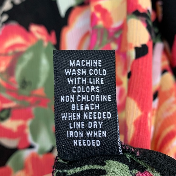 Ronnie Salloway Bright Floral Layered Cropped Bell Sleeve Blouse Top Large - Picture 7 of 7